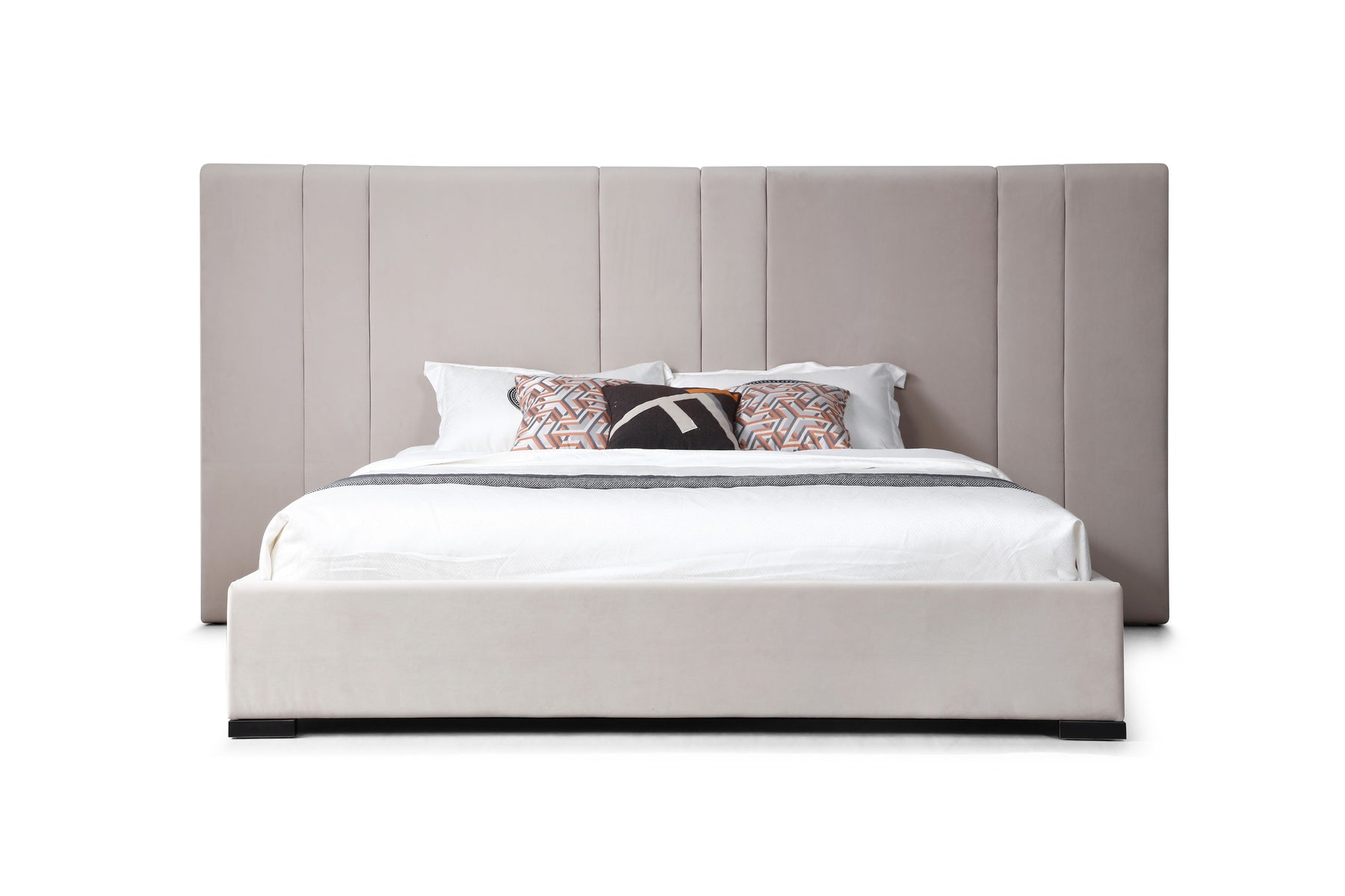 Penelope - Modern Beige Velvet Bed