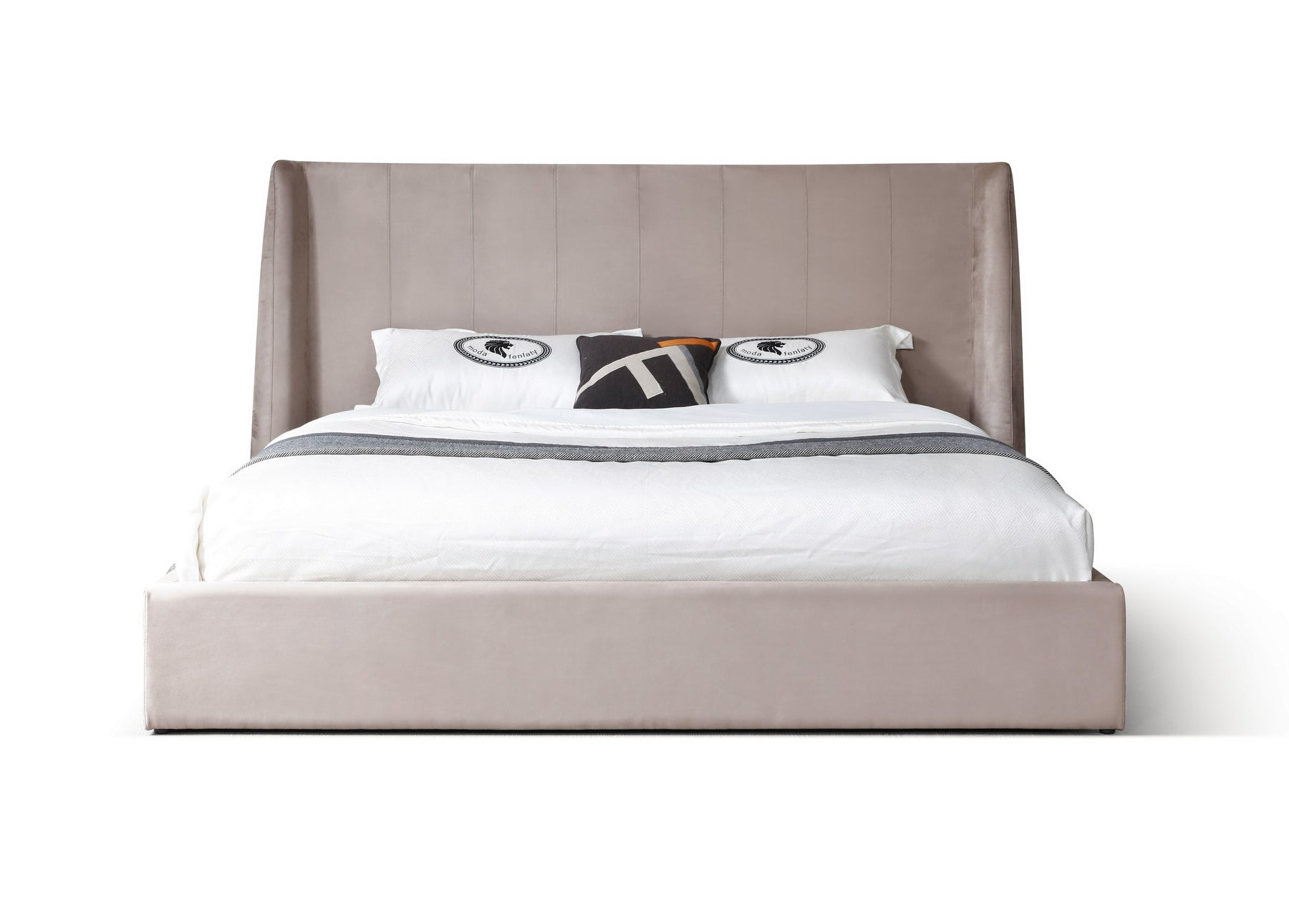 Roma - Modern Taupe Microfiber Upholstered Bed