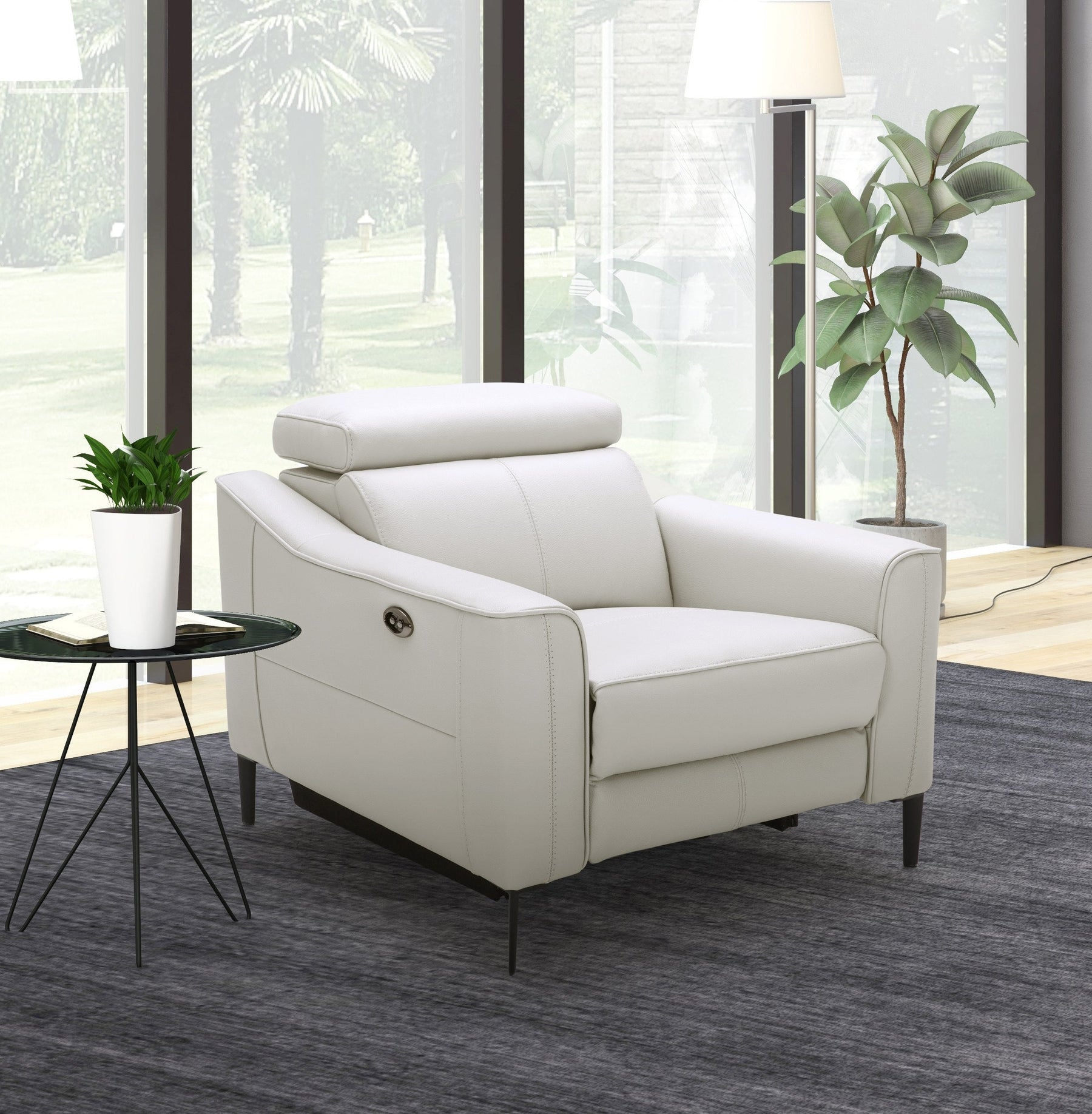Eden - Modern White Leather Recliner Chair