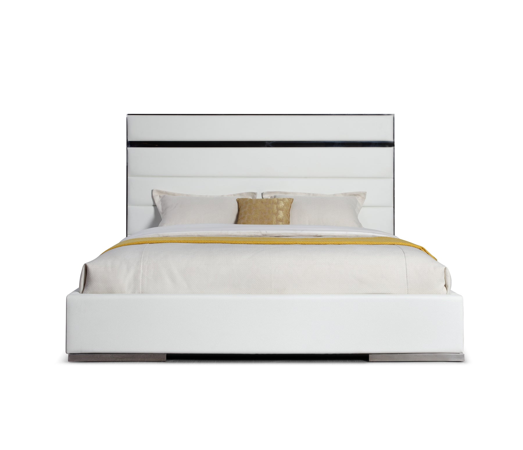 Cartier - Modern White Vegan Leather + Stainless Steel Bed