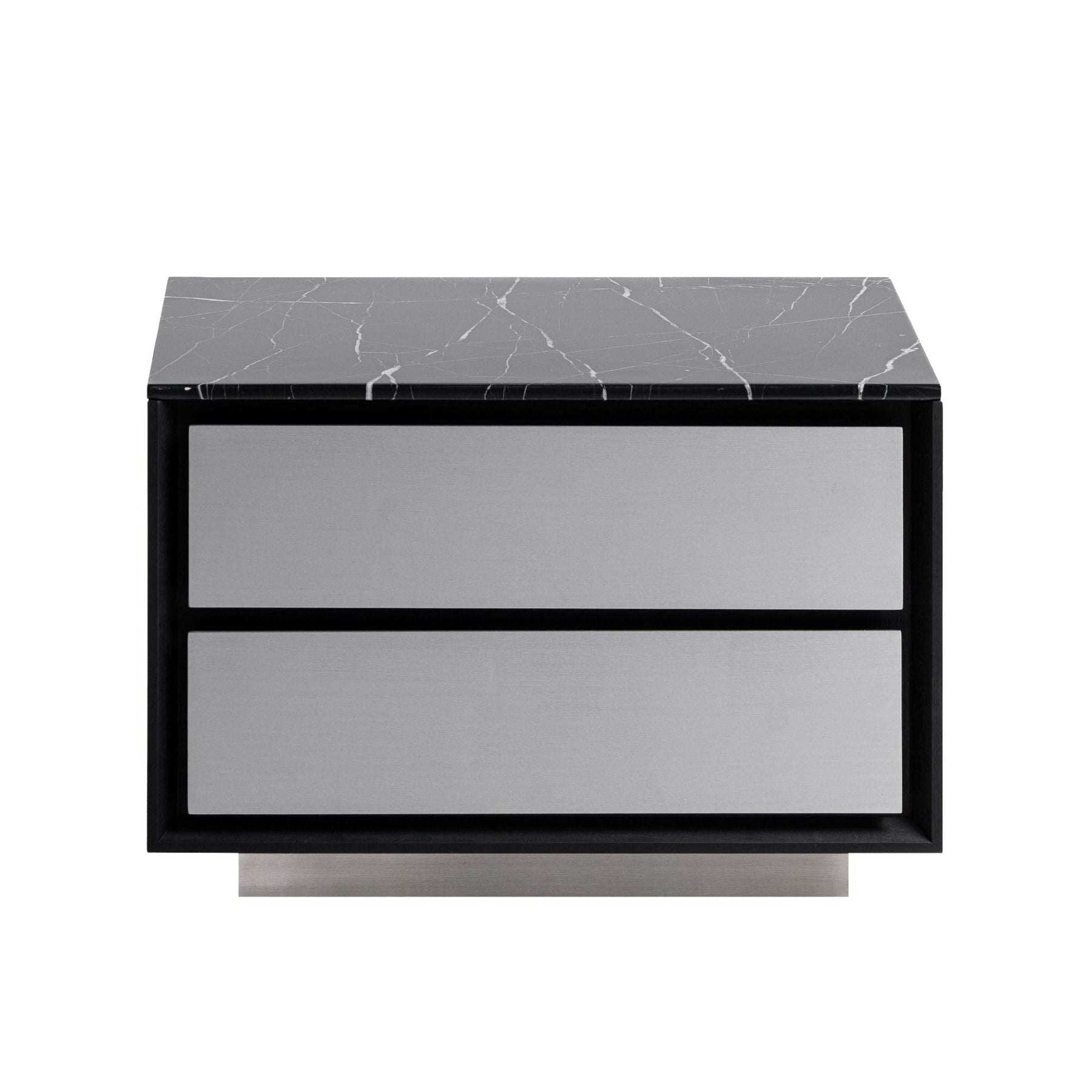 Concord - Modern Black Marble + Black Ash + Aluminum Nightstand