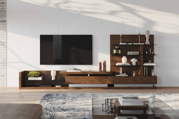Jefferson - Mid-Century Modern Reversible Walnut Entertainment Center