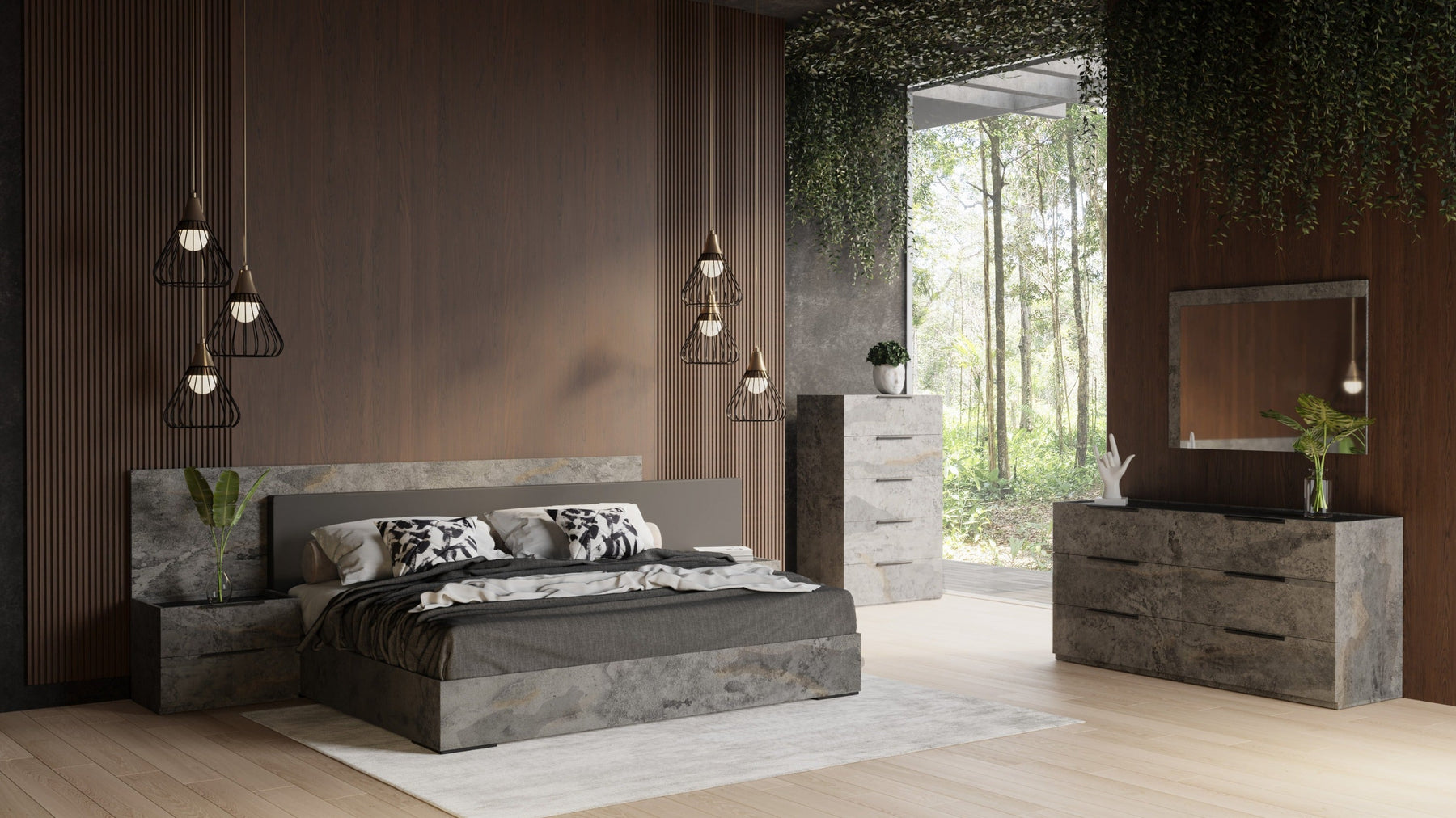 Ferrara - Modern Volcano Oxide Grey 4-Piece Bedroom Set