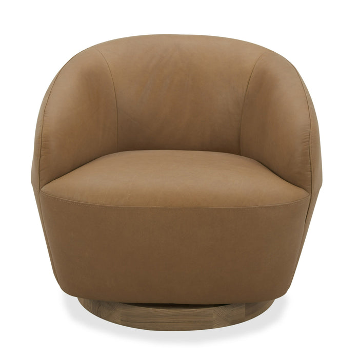 Agatha - Modern Tan Leather Swivel Accent Chair