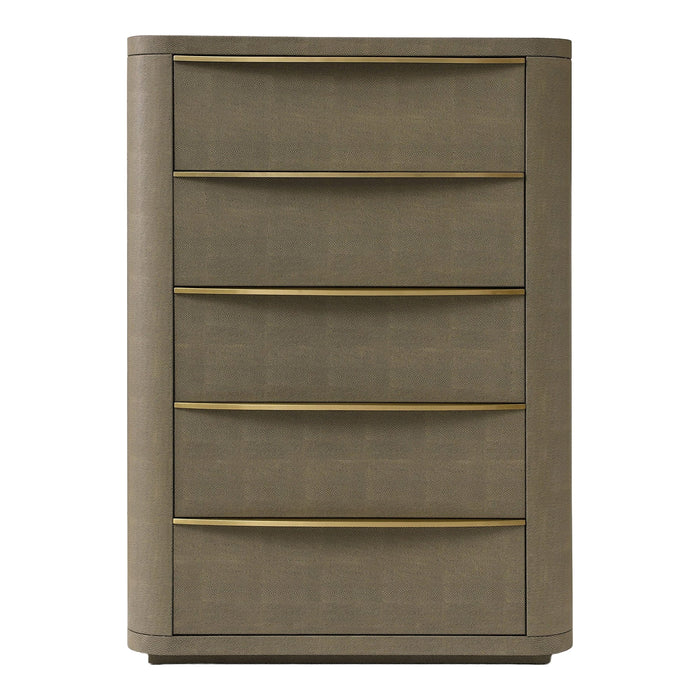 Lois - Modern Beige Shagreen + Brass Chest