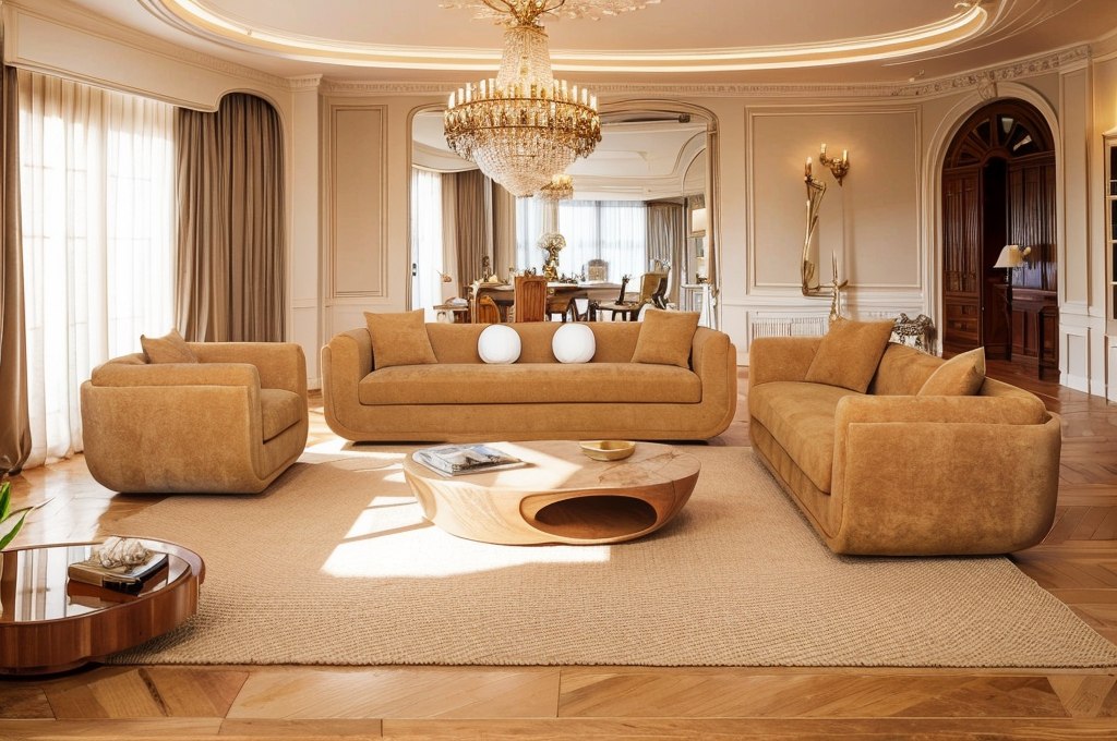 Tiene - Modern Orange Fabric 3-Seat Sofa