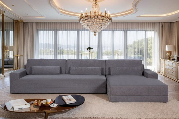Loki - Modern Grey Fabric Right Facing Sectional Sofa