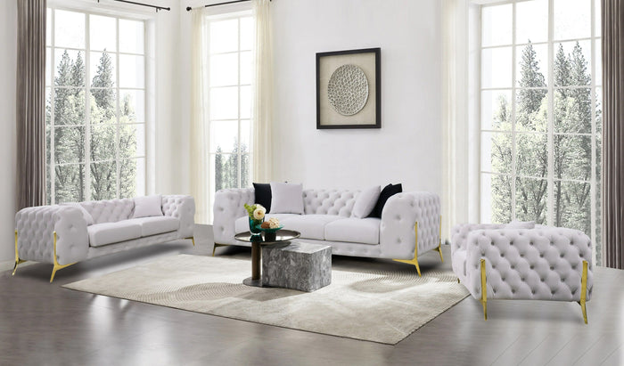 Clarice - Transitional Light Beige Velvet Sofa