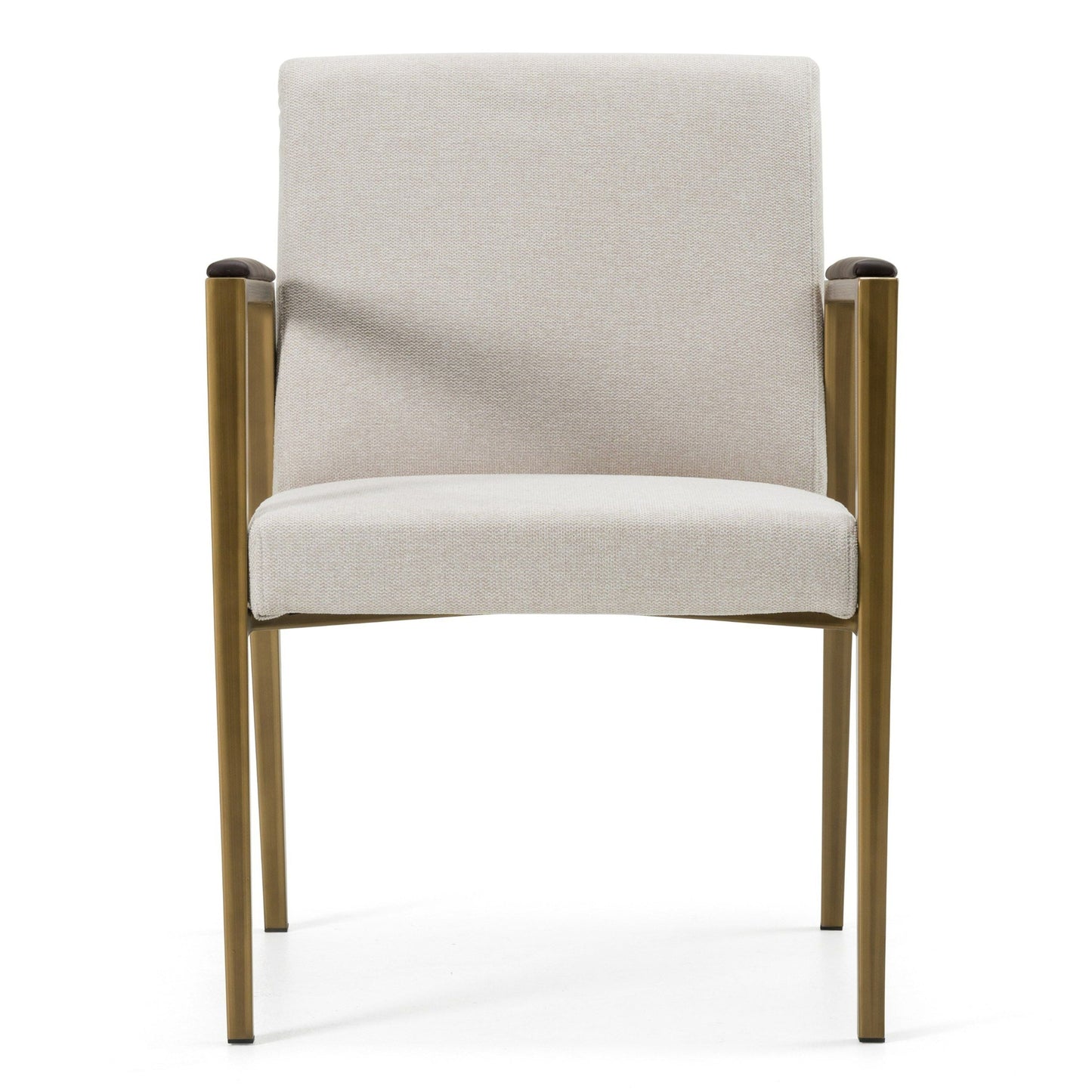 Sanders - Modern Off-White Fabric + Brass Dining Chair