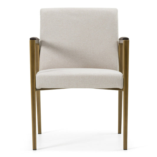Sanders - Modern Off-White Fabric + Brass Dining Chair