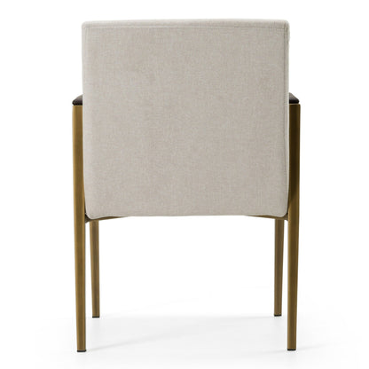 Sanders - Modern Off-White Fabric + Brass Dining Chair