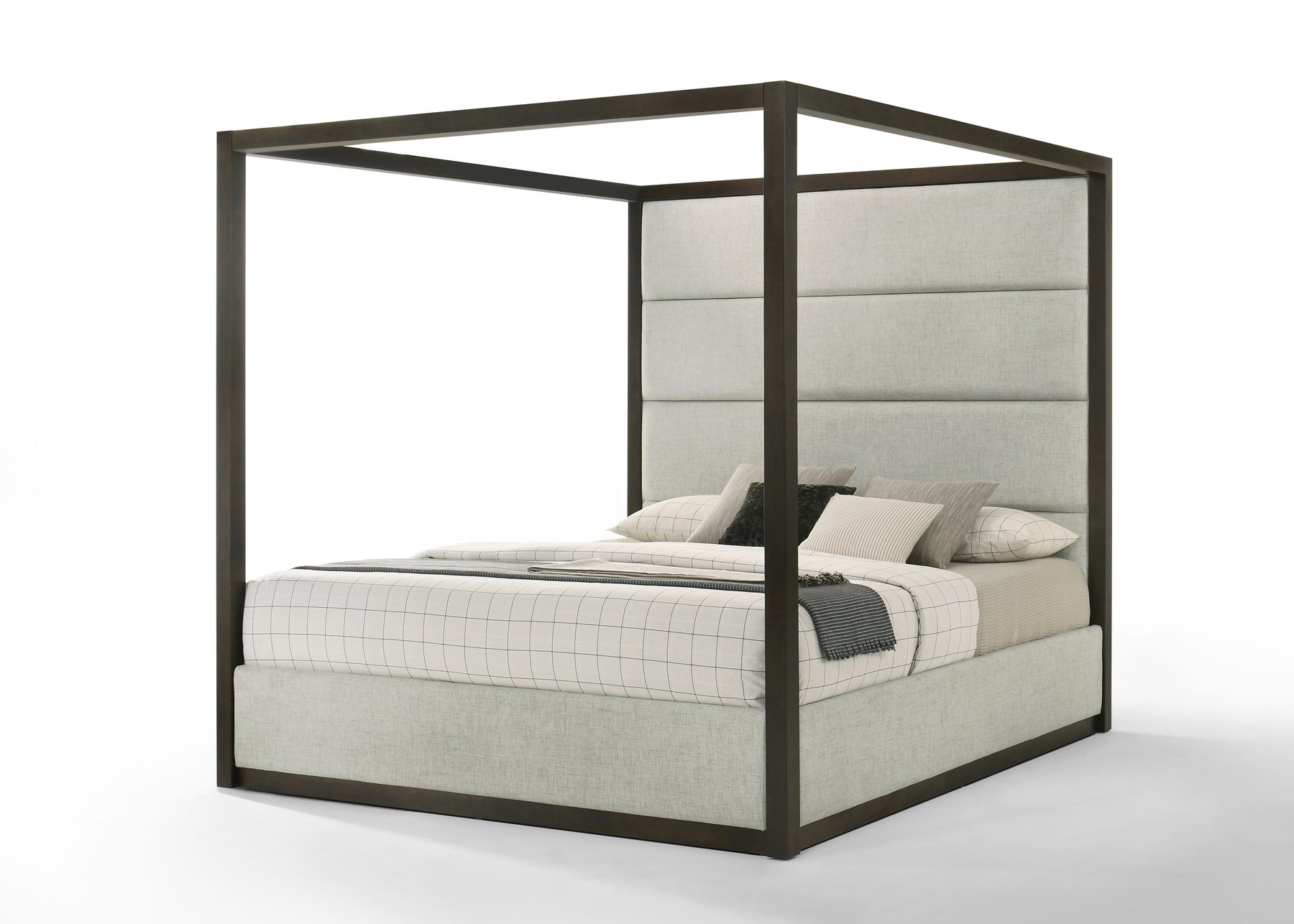 Manhattan - Contemporary Canopy Brown Oak Bed