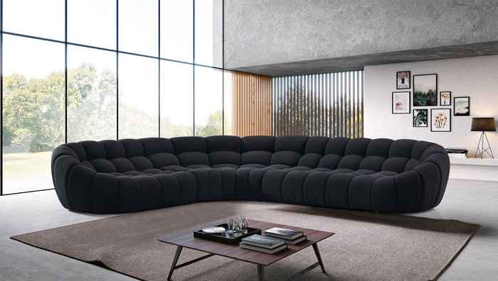Yolonda - Black Fabric Sectional Sofa