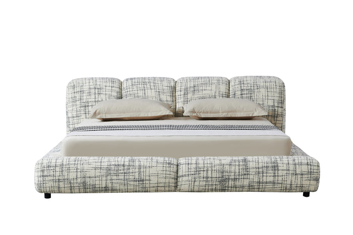 Shiloh - Modern Off-White + Black Fabric Bed
