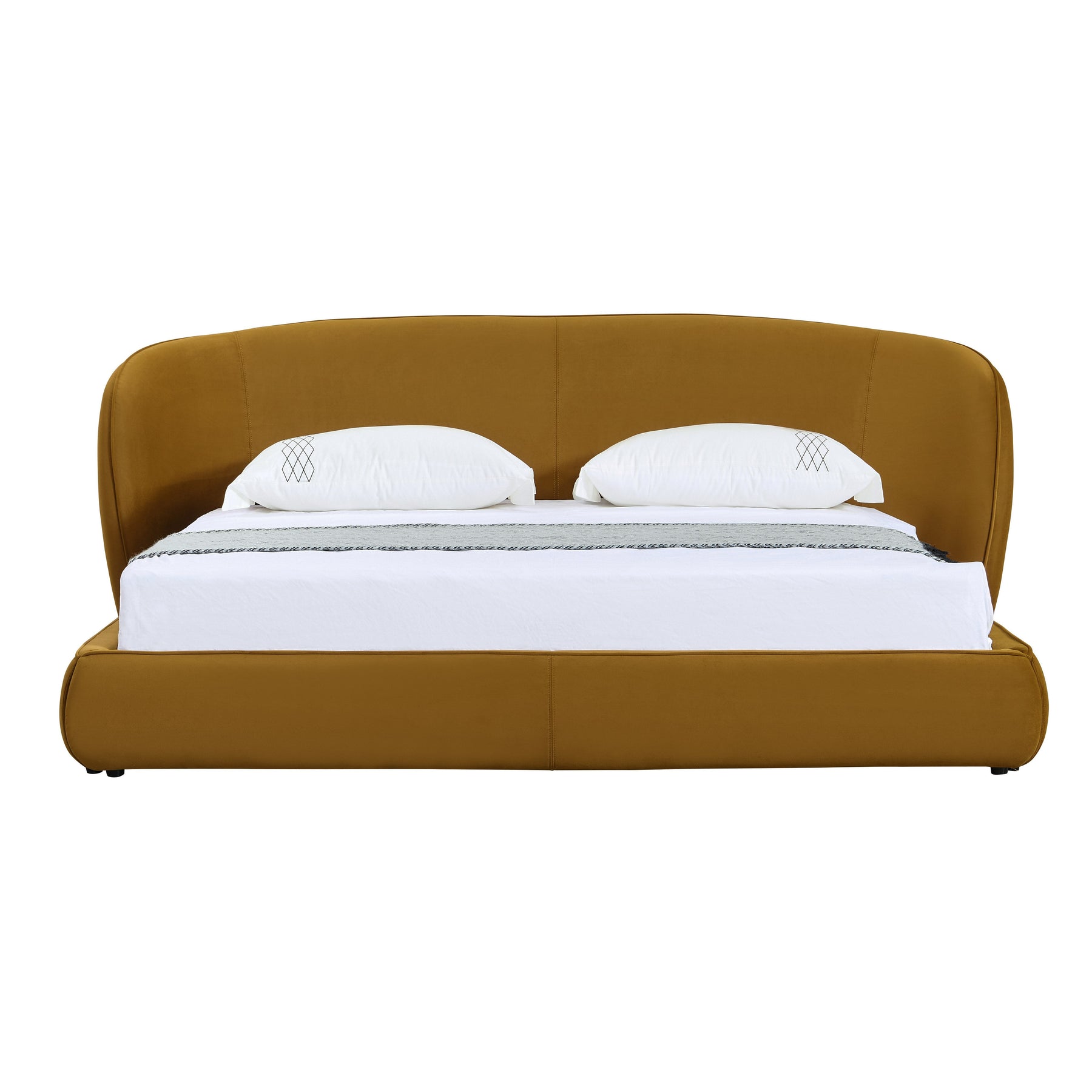 Lambert - Modern Burnt Orange Fabric Upholstered Bed