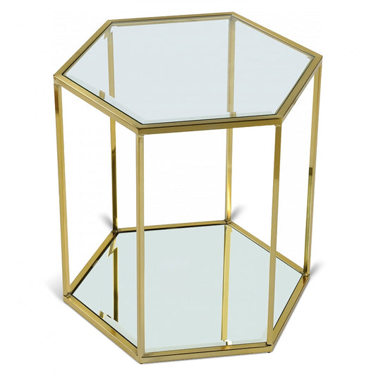Sei Glass And Steel End / Side Table - Gold