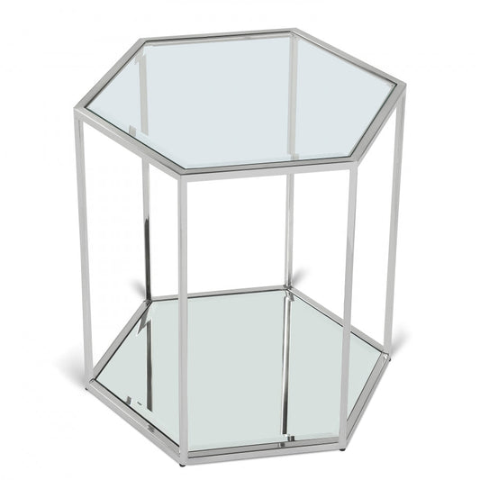 Sei Glass And Steel End / Side Table - Chrome