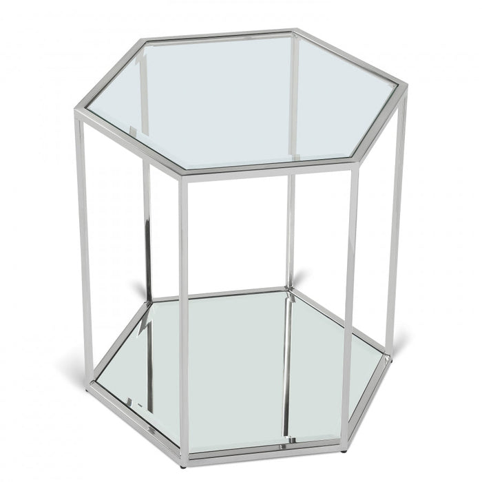 Sei Glass And Steel End / Side Table - Chrome