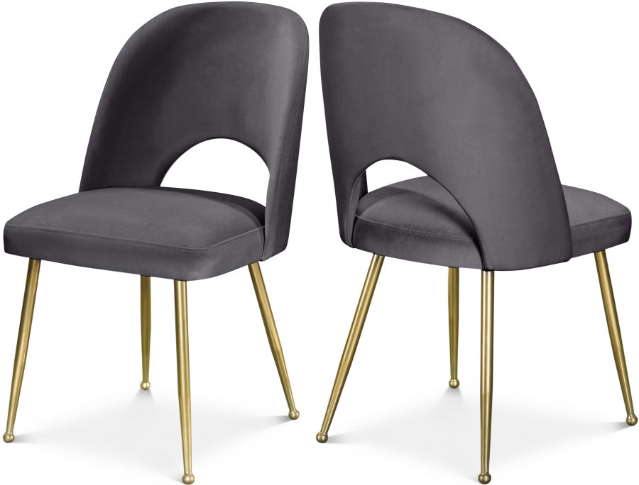 Logan Velvet Upholstered Dining Chair - Grey
