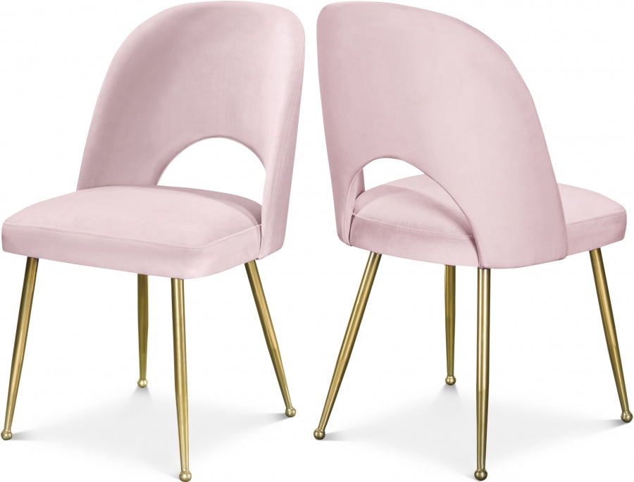 Logan Velvet Upholstered Dining Chair - Pink