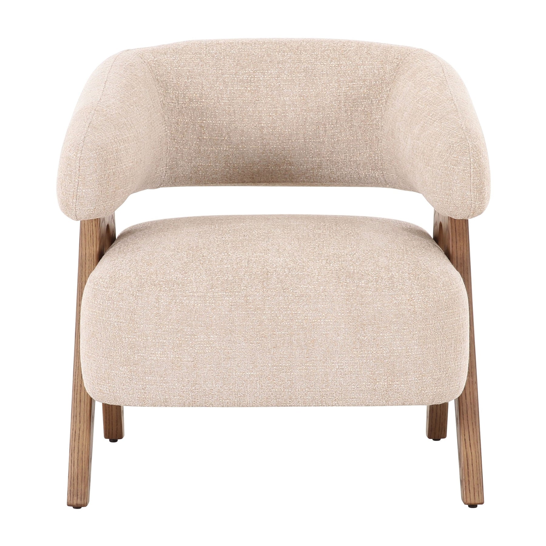 Brock - Mid-Century Modern Beige Fabric + Ash Accent Chair