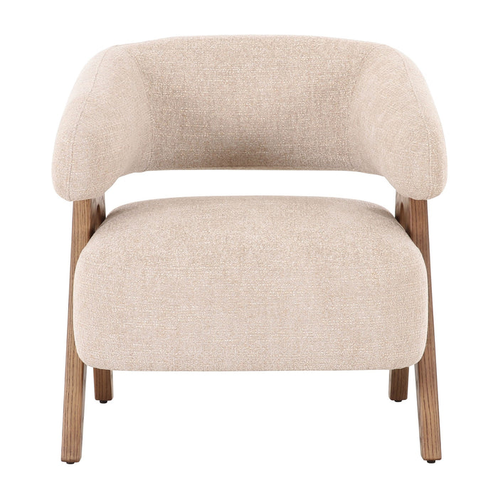 Brock - Mid-Century Modern Beige Fabric + Ash Accent Chair