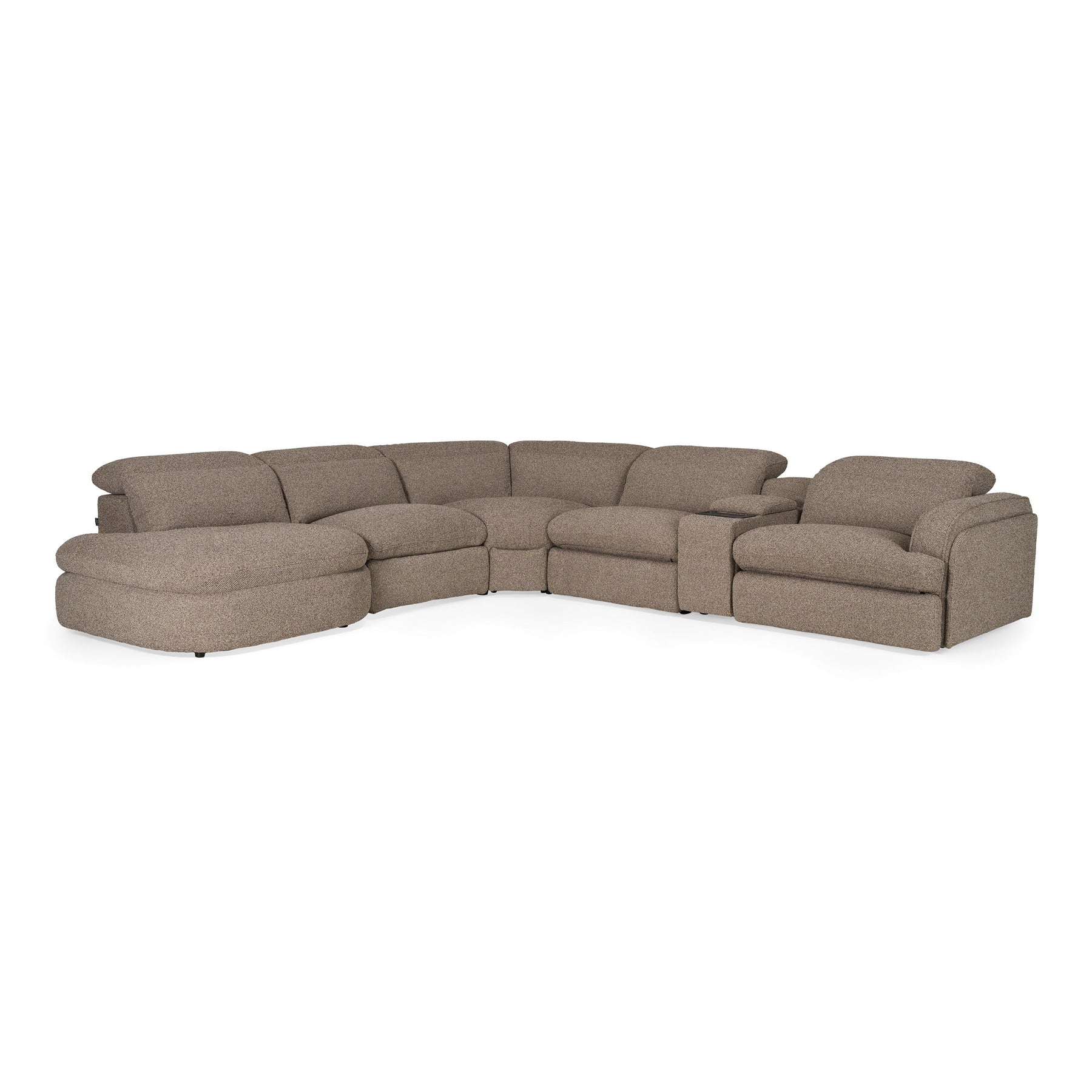 Ambler - Modern Brown Fabric Sectional Sofa w/ 2 Power Recliners Left Facing Chaise