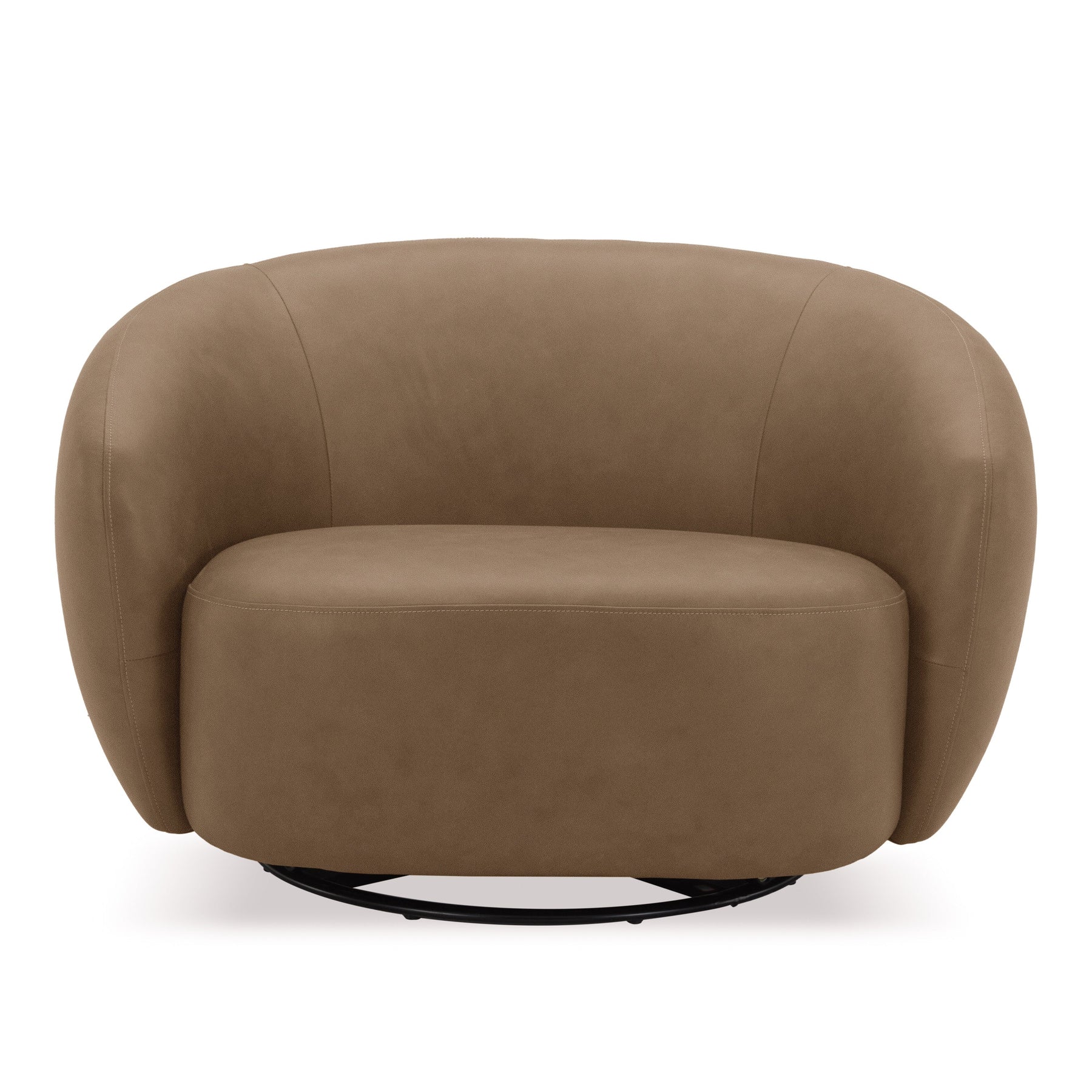 Omaha - Modern Tan Leather Swivel Accent Chair