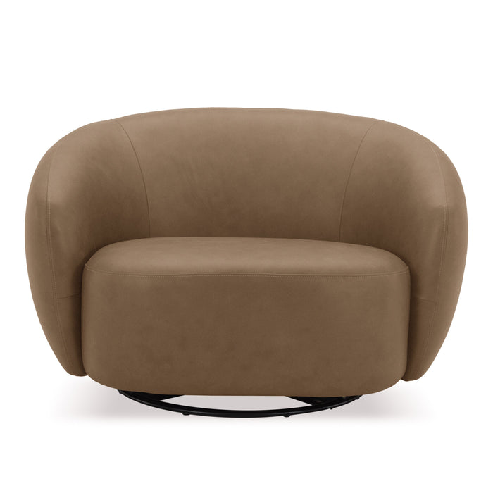 Omaha - Modern Tan Leather Swivel Accent Chair