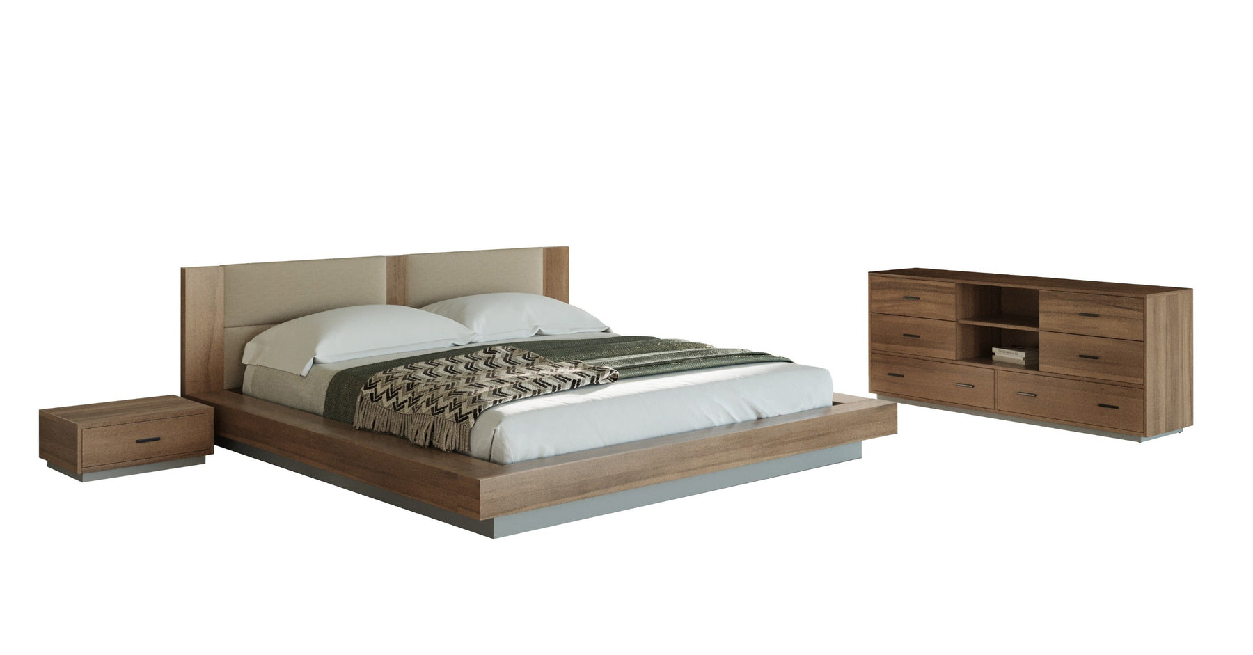 Fantasia - Contemporary Walnut & Grey 4-Piece Bedroom Set