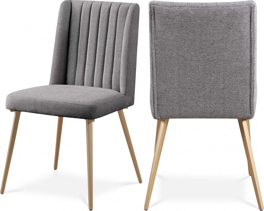 Eleanor Linen Textured Fabric Upholstered Dining Chair - Grey