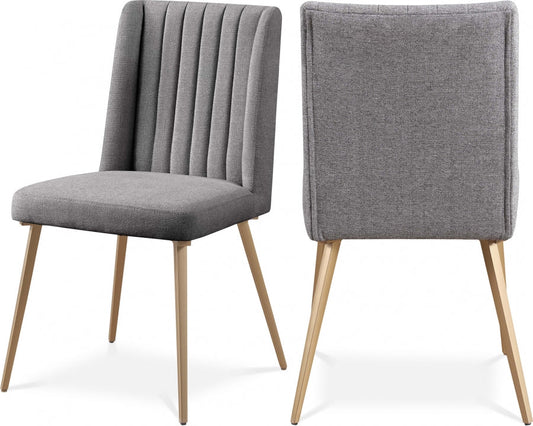 Eleanor Linen Textured Fabric Upholstered Dining Chair - Grey