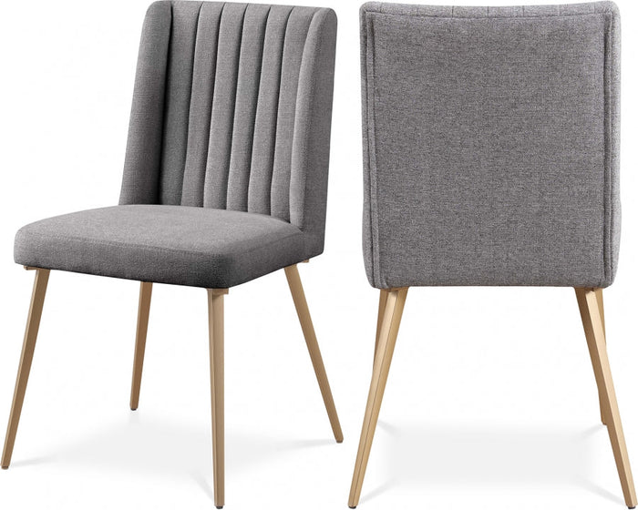 Eleanor Linen Textured Fabric Upholstered Dining Chair - Grey
