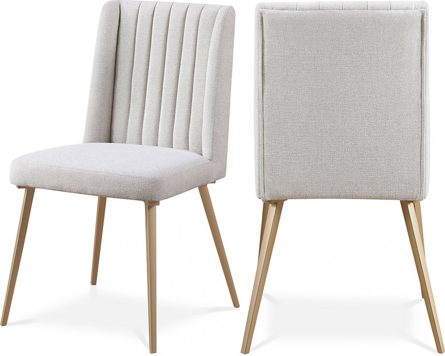 Eleanor Linen Textured Fabric Upholstered Dining Chair - Cream