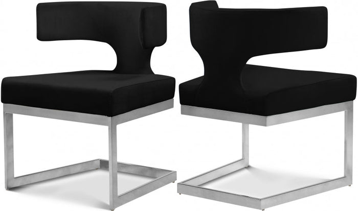 Alexandra Velvet Upholstered Dining Chair - Black