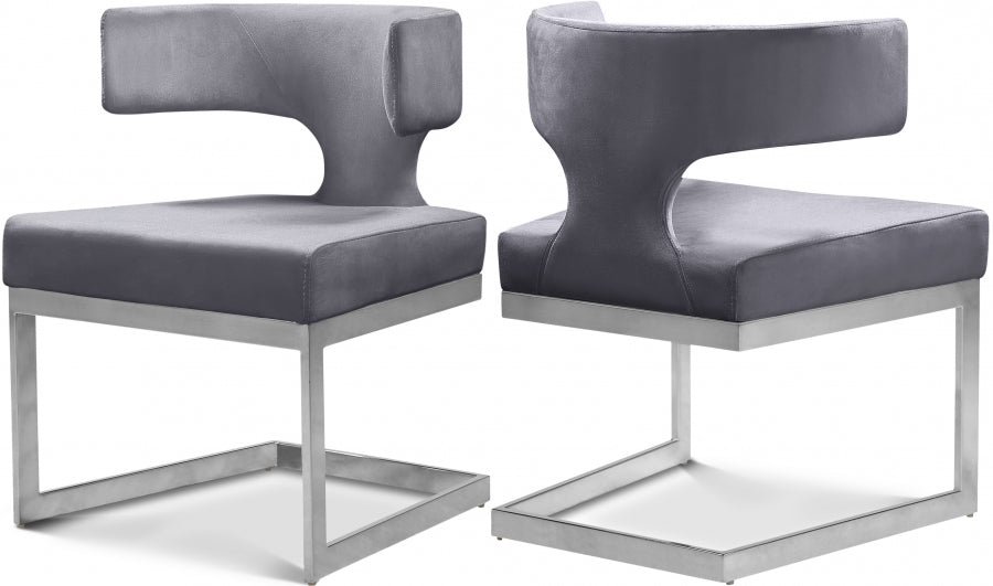 Alexandra Velvet Upholstered Dining Chair - Grey