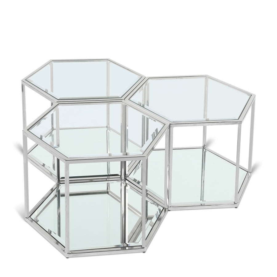 Sei Glass And Steel 3pc. Modular Coffee Table - Chrome