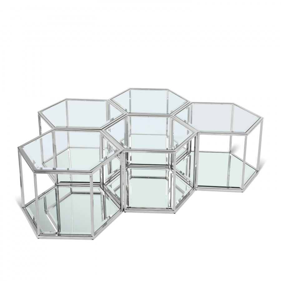 Sei Glass And Steel 5pc. Modular Coffee Table - Chrome