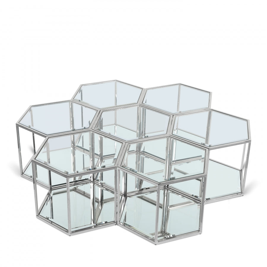 Sei Glass And Steel 7pc. Modular Coffee Table - Chrome