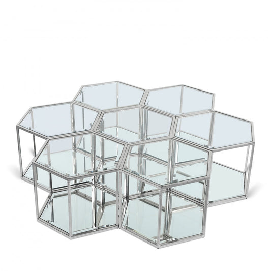 Sei Glass And Steel 7pc. Modular Coffee Table - Chrome