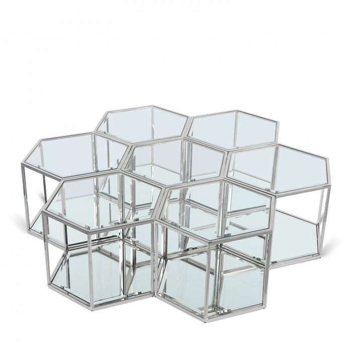 Sei Glass And Steel 7pc. Modular Coffee Table - Chrome