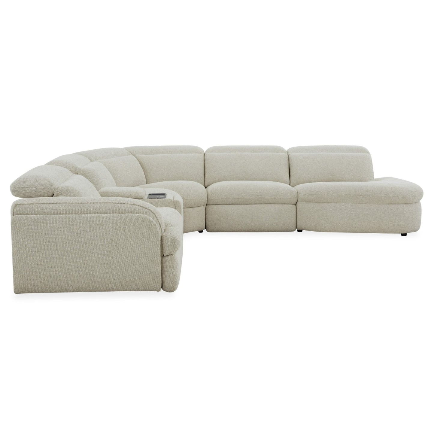 Ambler - Modern Off-White Fabric Sectional Sofa w/ 2 Power Recliners Right Facing Chaise
