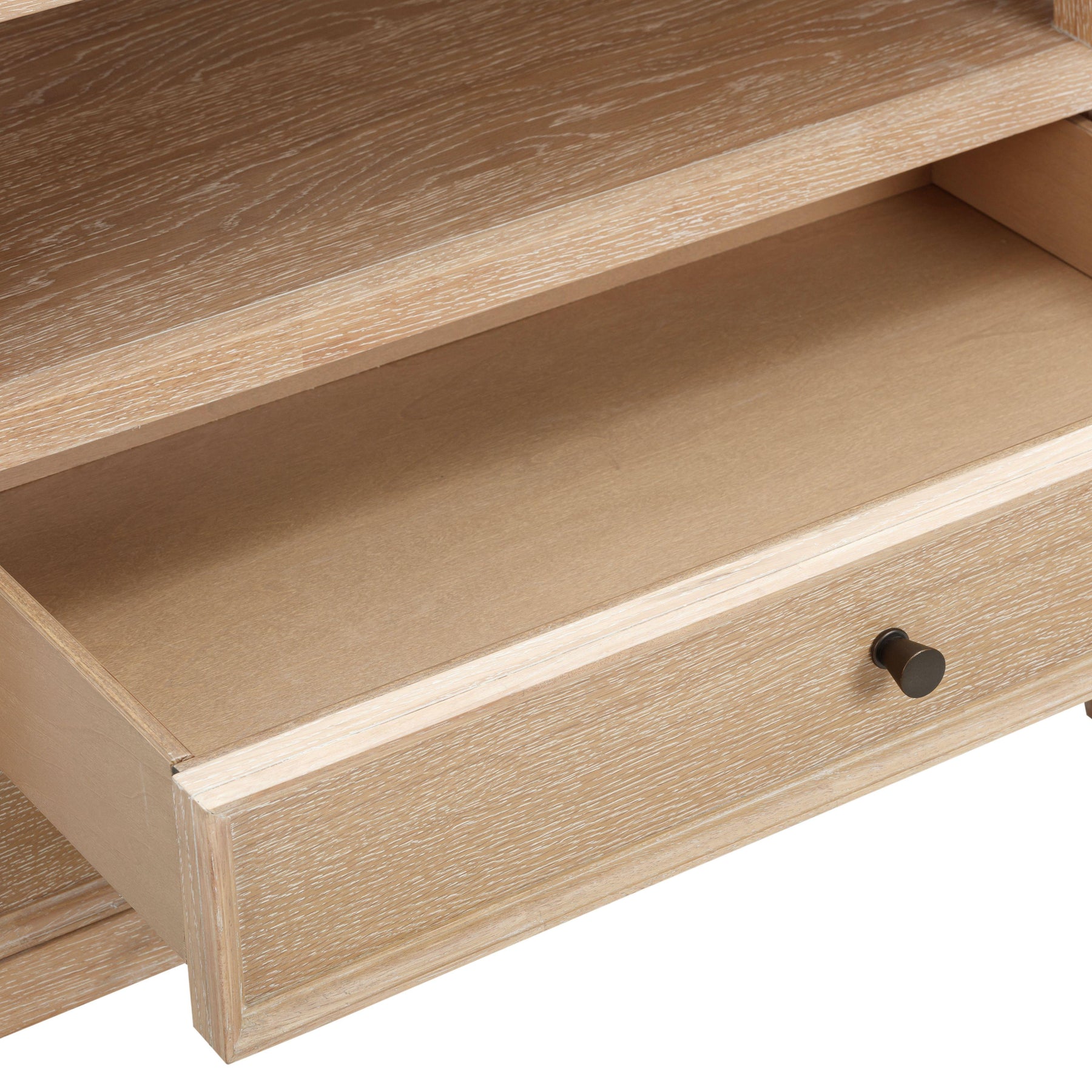 Bristol Park 30" Whitewashed Oak Wood 2-Drawer Nightstand