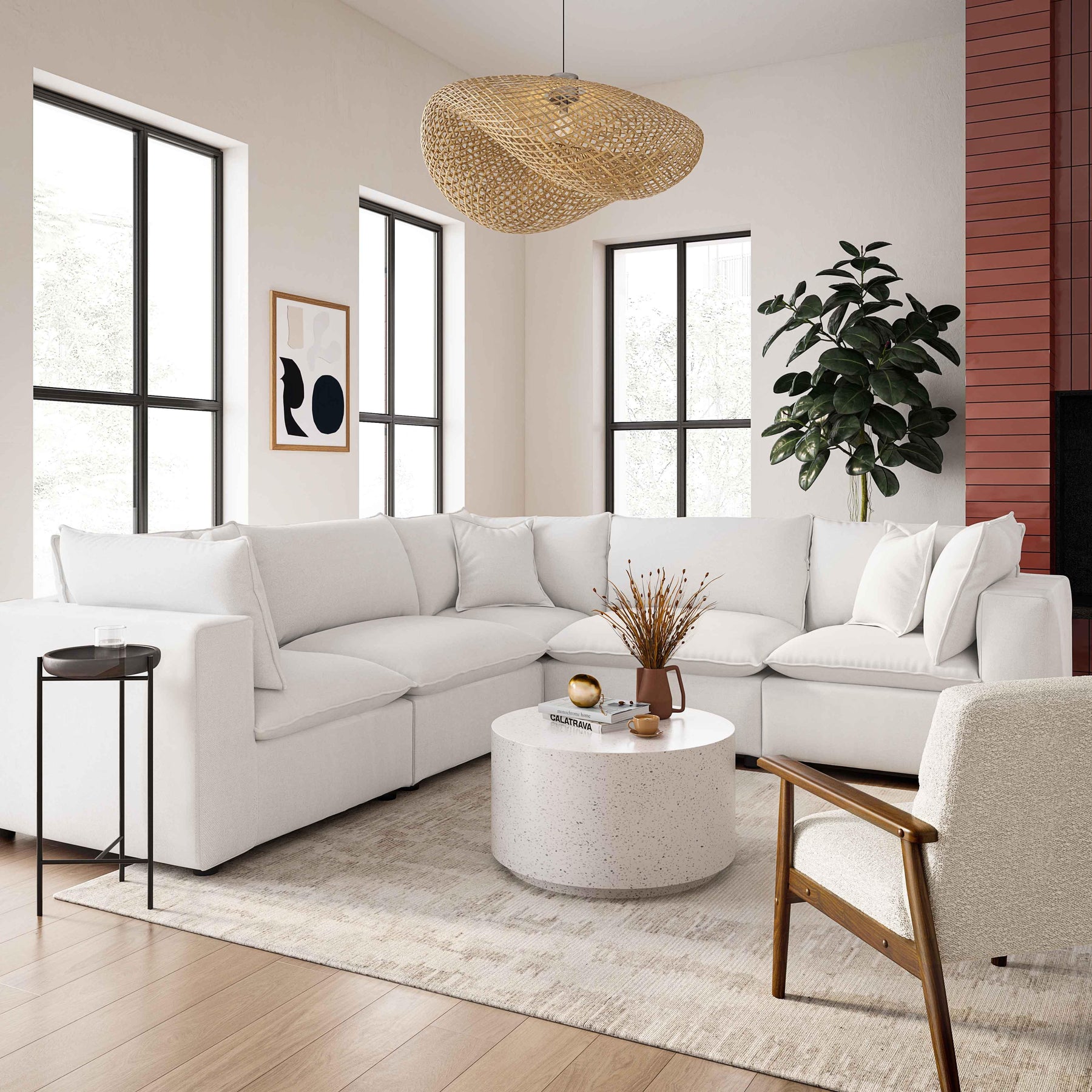 Cali 5-Piece Performance Fabric Modular L-Sectional