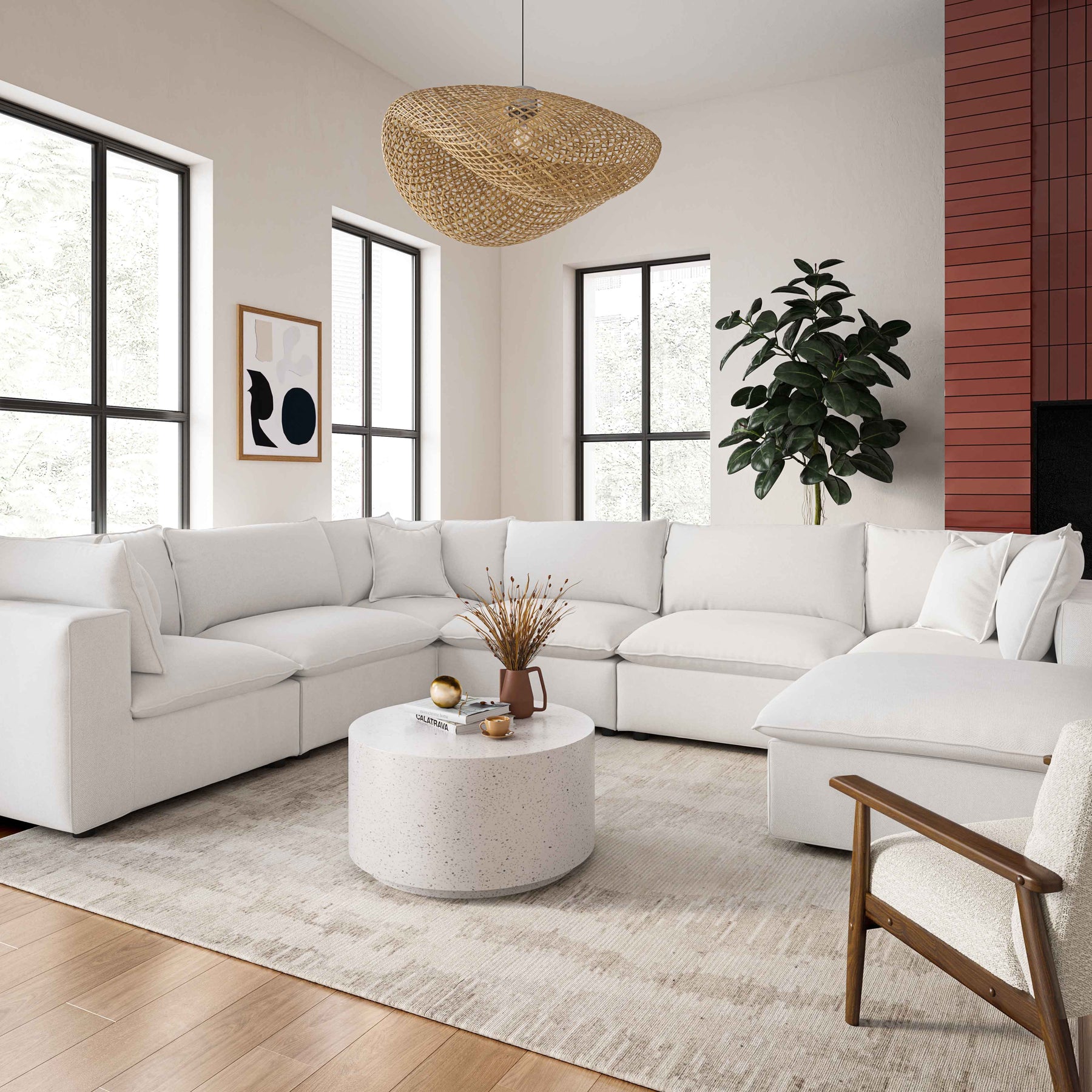 Cali 7-Piece Performance Fabric Modular Large Chaise Sectional