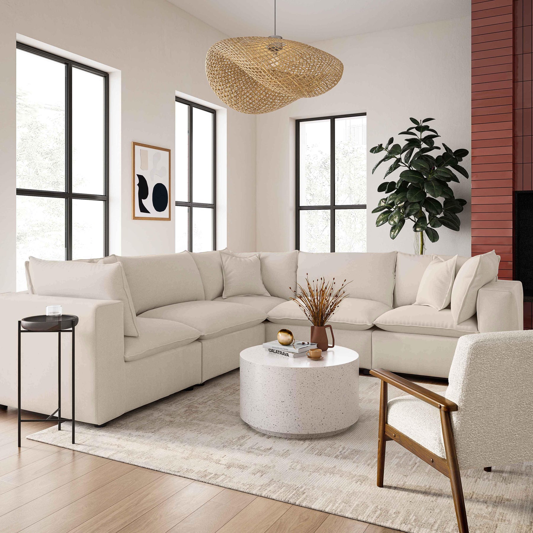 Cali Performance Fabric Modular Armless Chair