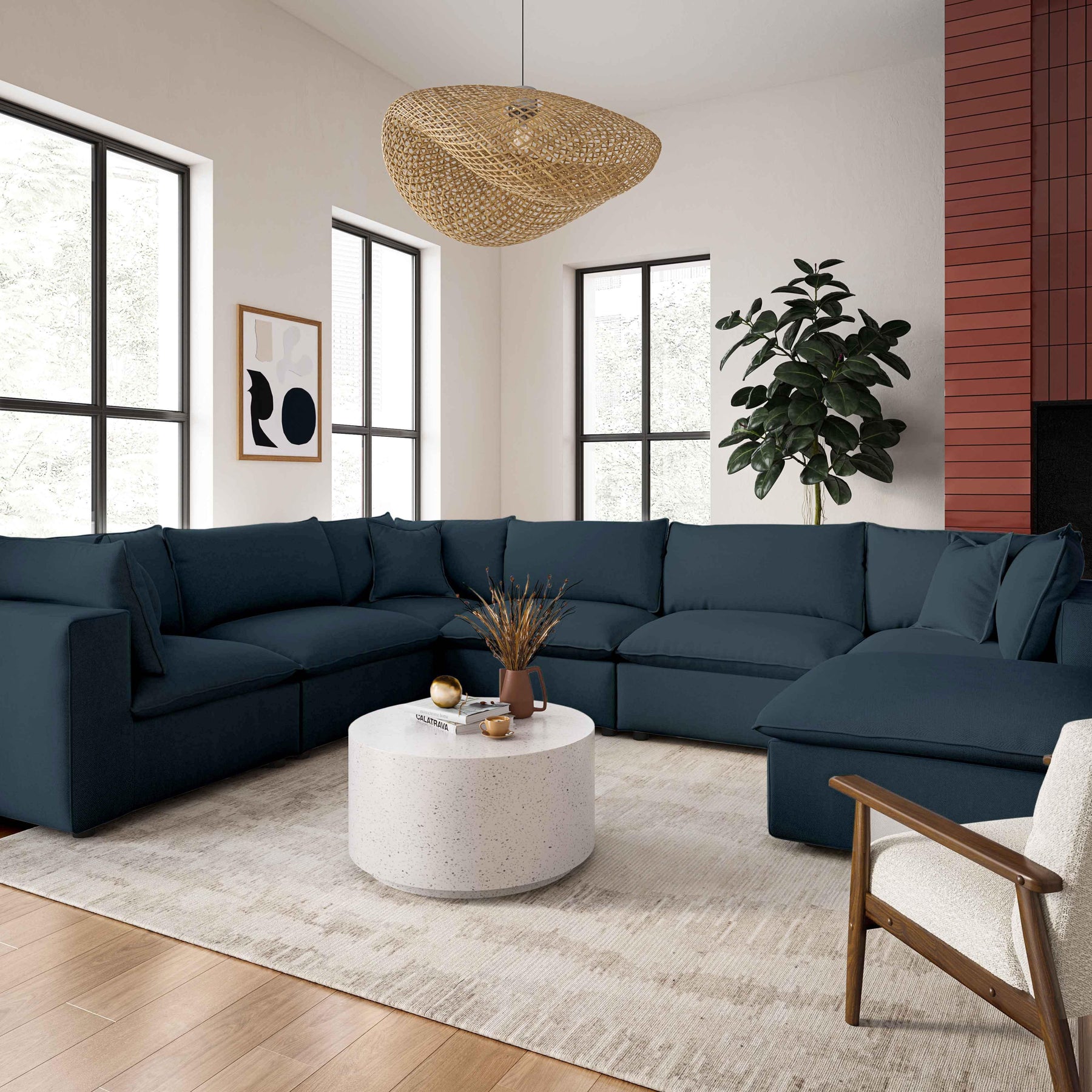 Cali Performance Fabric Ottoman
