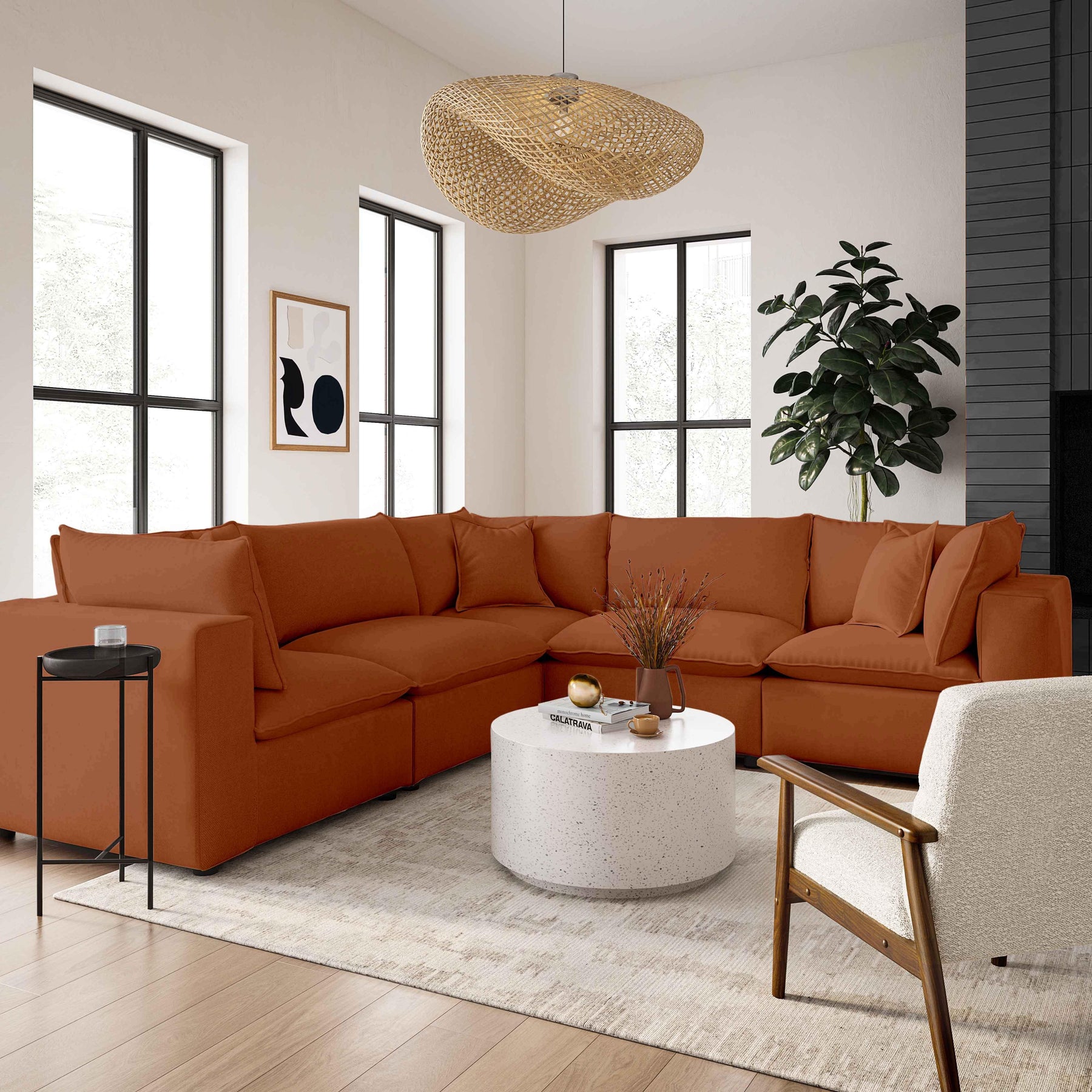 Cali Performance Fabric Modular Armless Chair