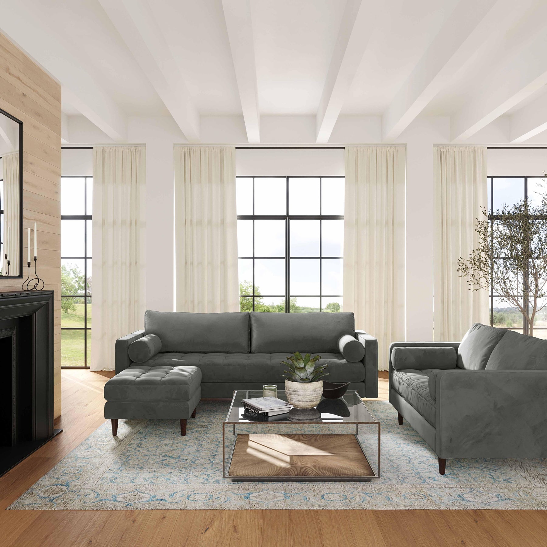 Cave 2-Piece Performance Velvet Sectional