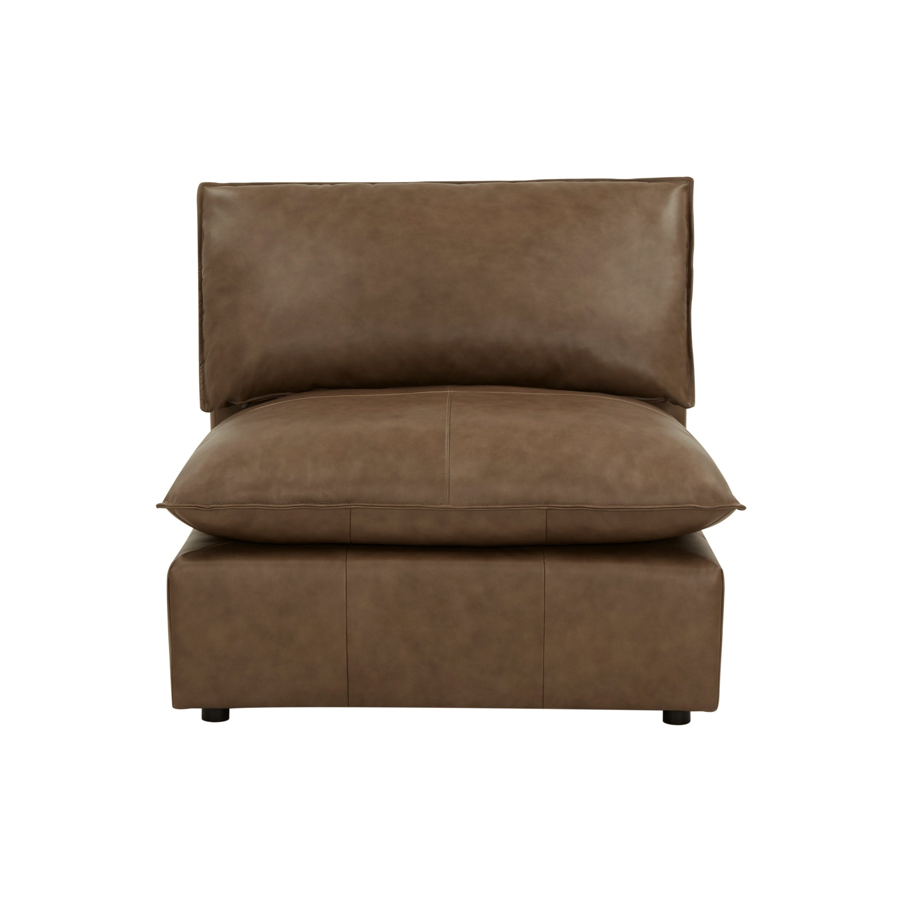 Cali Brown Leather Modular Armless Chair